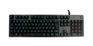 Teclado gamer Serie G G512 QWERTY GX Brown ABNT2 cor carvão com luz RGB Logitech