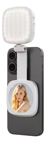 Luz Led Para Celulares Magnética + Espejo, Luz Para Selfie. Blanco