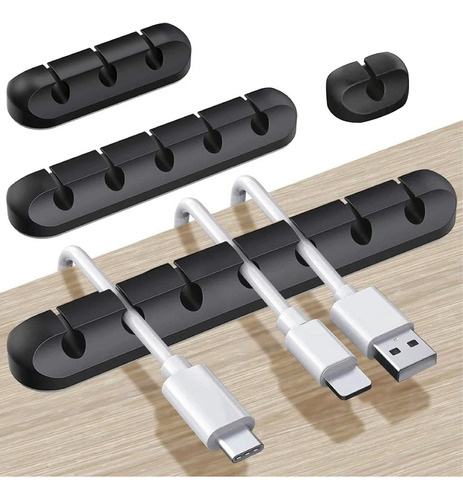 Clips Organizador De Cable 4 Set Adhesivo Flexible No Enreda