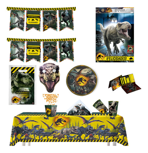 Set Decoracion De Jurassic World Kit Feliz Cumpleaños