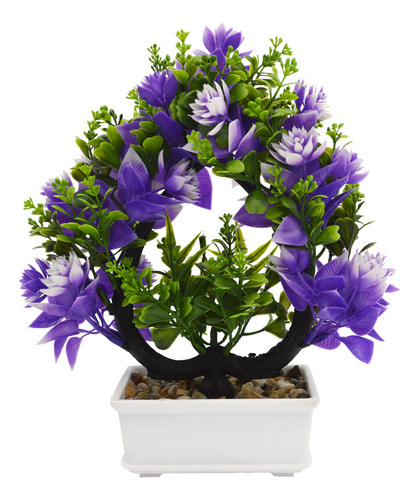 Planta Bonsái De Flores Artificiales Macetero Plástico 26cm 