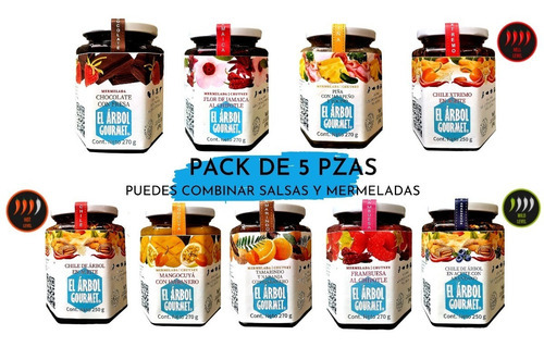 Set 5 Pzas De Salsa Artesanal Y/o Mermeladas Gourmet