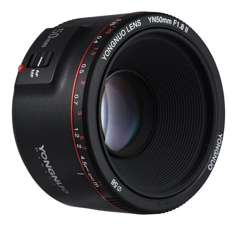 Lente Yongnuo 50mm F/1.8 Yn50mm Canon V2 Montura EF Metalica Autofoco Fullframe Standard Prmi Lens Color Negro