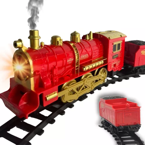 Trem Brinquedo Locomotiva Som E Luz 4 Vagoes - DM Toys - Autorama