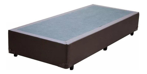 Cama Box Base Solteiro + Colchão Castor Premium Tecnopedic Cor Corino Marrom