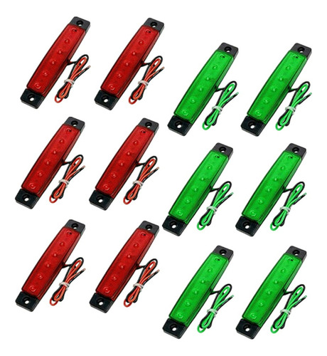 12x Led Rojo Y Verde Kit De Tiras De Luces De Navegación