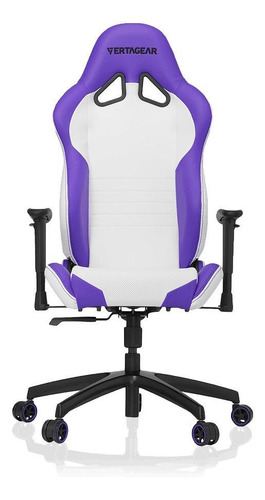 Imagen 2 de 3 de Silla de escritorio Vertagear SL2000 VG-SL2000 gamer ergonómica blanca y púrpura con tapizado de cuero sintético
