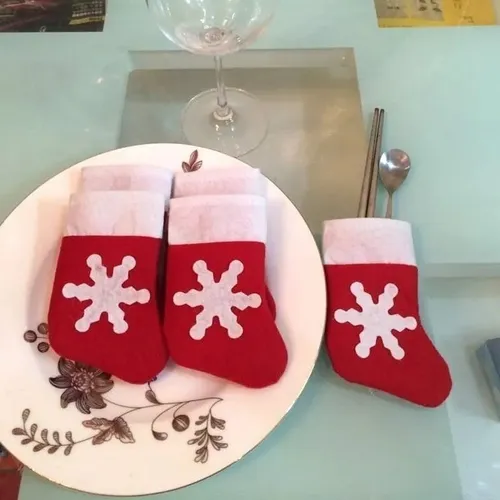 10 Unids Calcetines Navideños Decorativos Navidad Copo Nieve