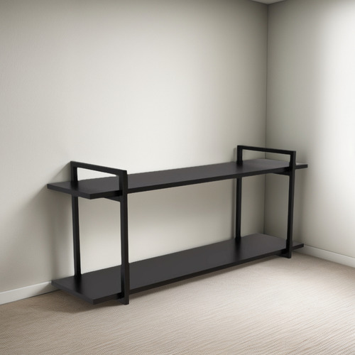 2 Suportes Prateleira Duplo Estilo Industrial Parede Banheir Preto