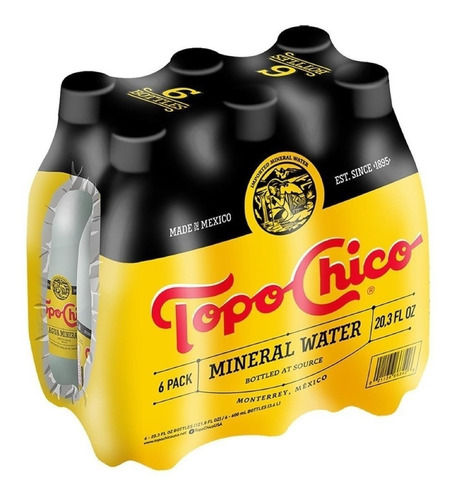 Paquete 6 Piezas Agua Mineral Topo Chico Botella De 600 Ml