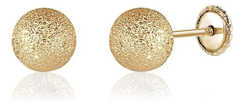 Aretes De Bolas De Oro Amarillo De 14 K Con Corte De Diamant