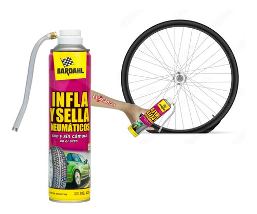 Aerosol Infla Sella Neumáticos Bardahl 175 Gr Moto Bici Auto