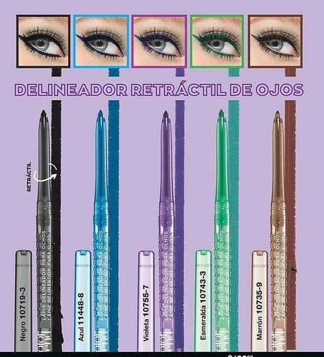 Delineador Retractil Ojos Negro, Marrón, Violeta, Azul Avon Color Marrón