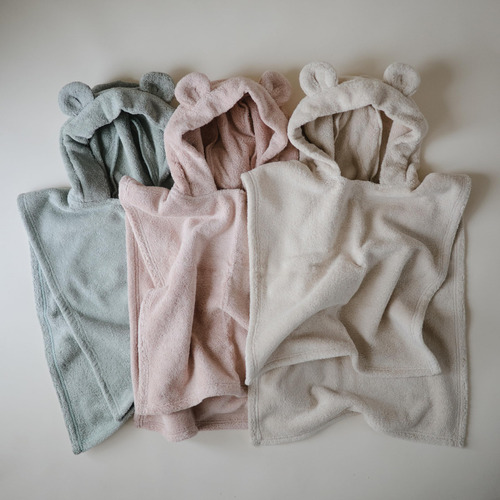Poncho Y Toalla Mushie Para Bebés Y Niños De Algodón Orgánic Color Fog