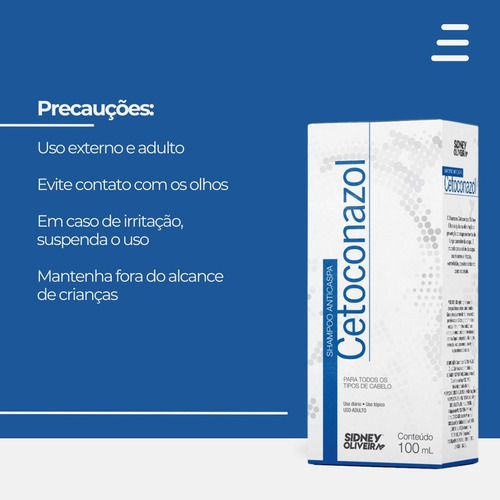 Shampoo Anticaspa Com Cetoconazol 100ml Sidney Oliveira