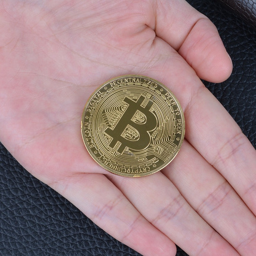 Imagen 2 de 6 de Set 5 Monedas Bitcoins Conmemorativa Doradas Coleccionables