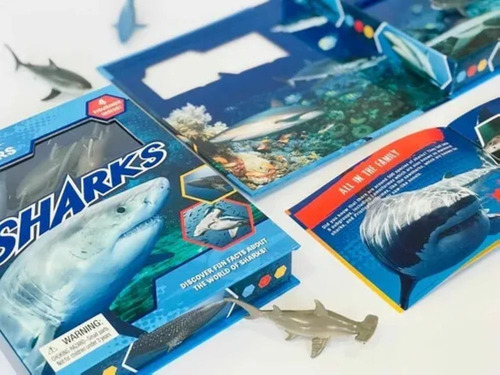 Pequeños Exploradores Tiburones Con 4 Figuritas Y Ficha Info