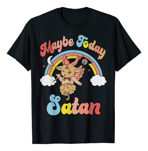 Tal Vez Hoy Satanás Retro Lindo Unicornio Cabeza Arco Iris C