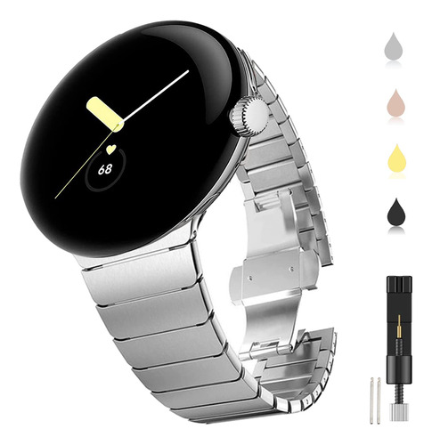 Miimall Compatible Con Google Pixel Watch Band Metal, Sin H.