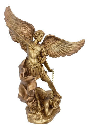 Set Arcángeles San Miguel 35cm Y Siete 7 Arcángeles 15cm Dorado
