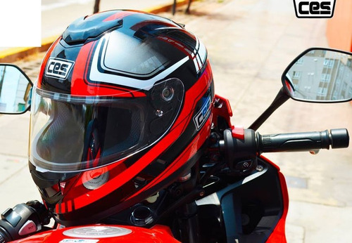 Casco Moto Ces Integral Certificado Negro Con Rojo 