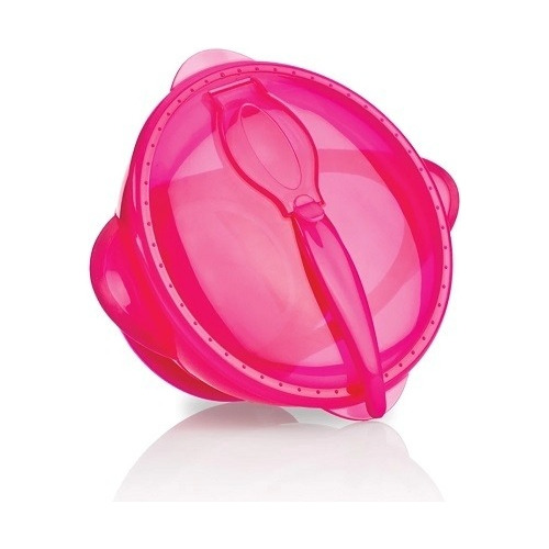 Imagen 4 de 9 de Porta Comida Bebé Rosa Plato Tapa Cuchara Nuby Bol