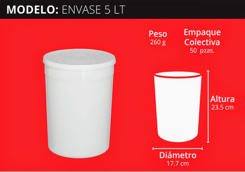 Pack (20) Botes Contenedores Redondos 5 Litros Con Tapa Blanco