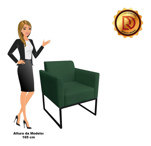 Imagem 6 de 7 de Kit 02 Poltronas Marisa Suede Verde Base Preto