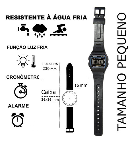 Reloj deportivo Aqua Digital G para hombre, correa impermeable, color negro, bisel, color Aqua AQ-81, número más grande, color de fondo gris