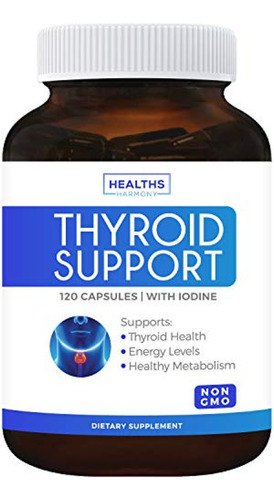 Apoyo Tiroideo Con Yodo Raíz De Ashwagandha Zinc Selenio x 120 Cápsulas Healths Harmony
