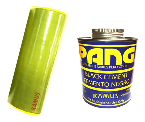 Pegamento Cemento Negro 500ml Parches + 1 Rollo Hule Cojin 