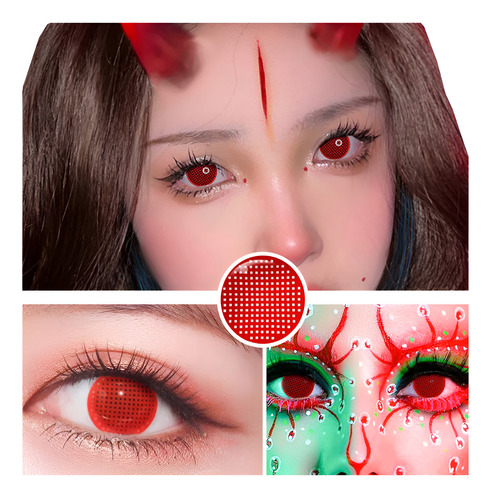 Pupilentes Rojos Totales Red Halloween Estuche Disfraz Fanta