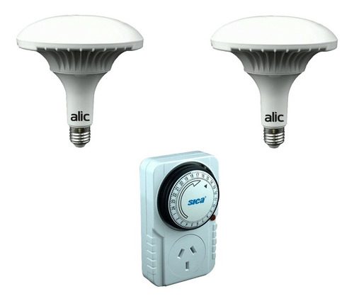 Kit Timer Luz Panel Led Indoor Cultivo Full Spectrum 50w X2