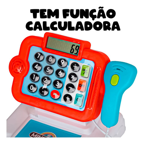 Caixa Registradora Infantil Calculadora Scanner C/ Som Luz