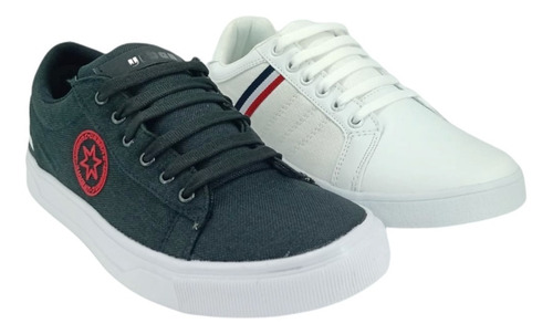 Dúo Pack 538 Tenis Casual Sneakers Caballero Negro Y Blanco