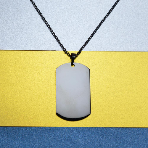 Placa Negra Estilo Militar Acero Inoxidable, Collar Cadena .