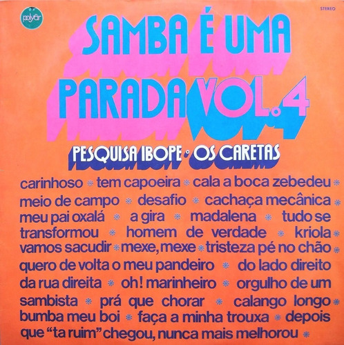 Samba E Uma Parada Vol 4 Pesquisa Ibope Os Caretas Lp 