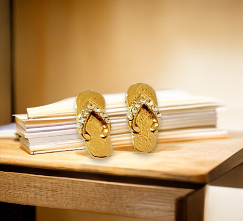 Aretes Huarache Oro Lam Y Brillantes