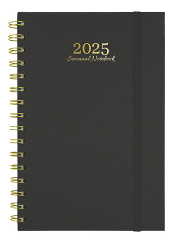 Agenda Semanal 2025 Notebook Portada Negro