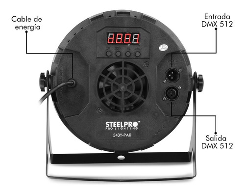 Imagen 4 de 9 de Cañón Led Par 54 Led X 3w Rgb + Ambar Full Color - Steelpro