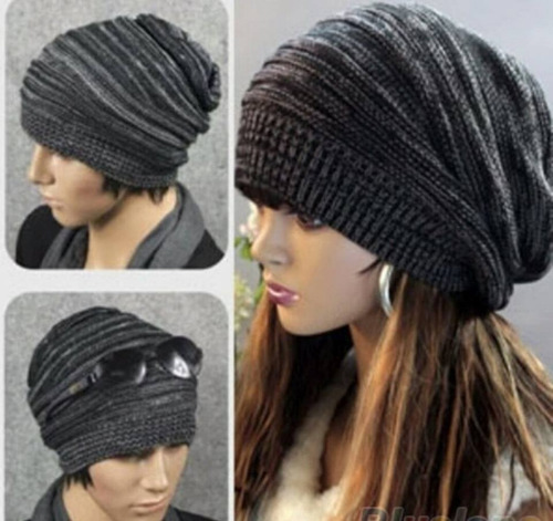 Beanie Gorro Recogido Negro Jaspeado Unisex