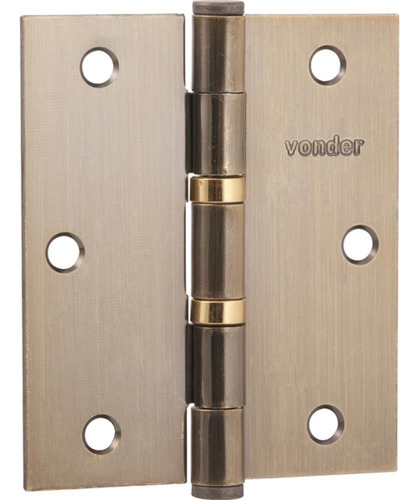 Dobradiça 3.1/2 Latonada Com 3 Peças - Vonder