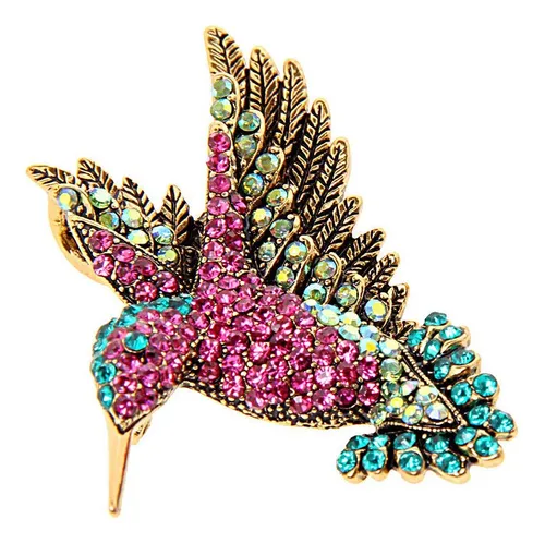 Diamante Precioso Colibrí Animal Broche Alfileres Ropa
