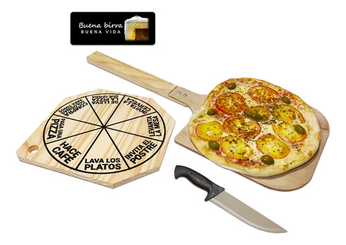 Pala Pizzera Pizza Horno Barro Madera Set X 4