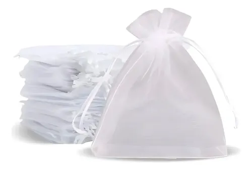 Kit 100 Un Saco Organza Saquinho 7x9 Branco Lembrancinha Branco Liso