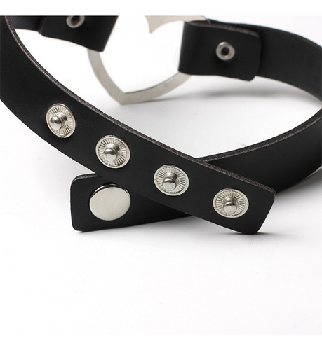 Gargantilla Gótica Con Cuello De Cuero Geométrico Negro Punk