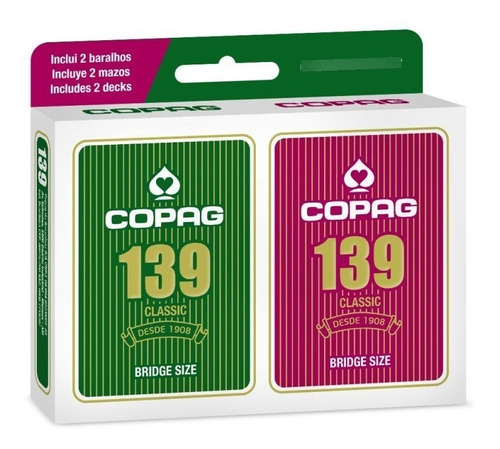 Baralho Copag 139 C/2 Naipe Grande Classic Poker 54 Cartas