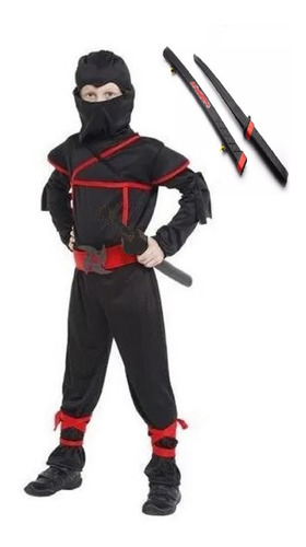 Fantasia Ninja Infantil Malha Top + Espada Brinde