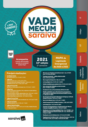 Vade Mecum 2021 Saraiva - Tradicional - 32ª Edição, de Educação, Saraiva. Editora Saraiva Educação S. A., capa dura em português, 2021