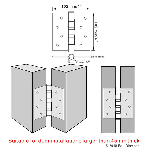 Bisagras De 4 Puertas De Acero Inoxidable Con Earl Diamond 3